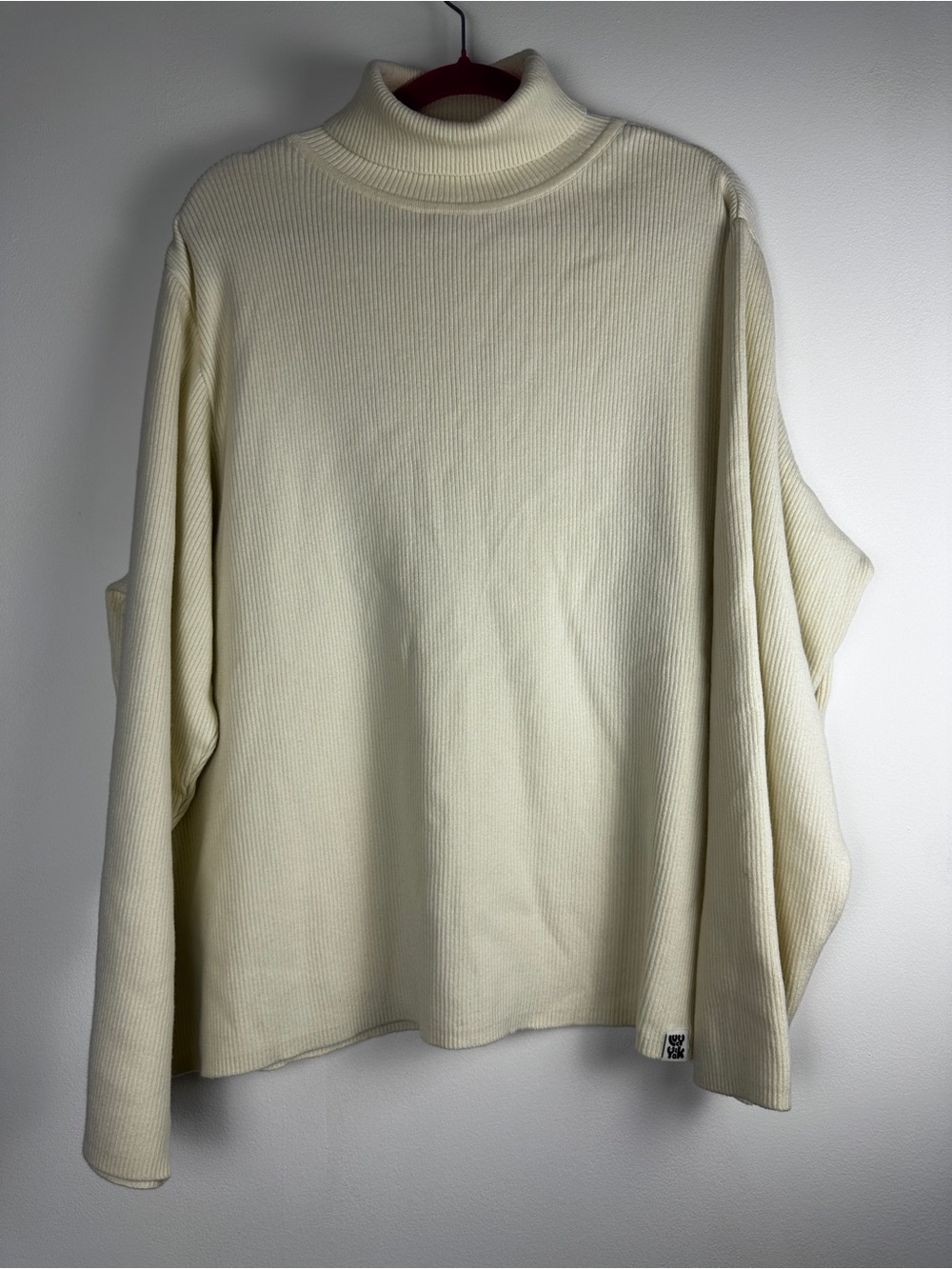 Lucy & Yak Cream Ribbed Turtleneck Sweater 2XL Organic Cotton